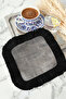 Luxurious Modern Wood Textured Fringed Presentation Napkin - Industrial Rustic Black Coffee Side Presentation Napkin - 2