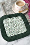 Elegant Tile Motif Fringed Presentation Napkin - Natural Texture Nordic Green Coaster Serving Tissue - 3