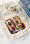 Oriental Saray Fringed Coffee Serving Napkin - Live Market Bohemian Cream Coaster Tissue - 3