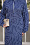 Navy Blue Half-Zip Ribbed Patterned Dress - 4