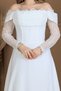 Crepe Balen Lace Detailed Long Evening Dress - White - 3