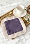 Luxurious Purple Fringed Coffee Side Presentation Cocktail Napkin - Simple Bohemian Lilac Ecru Coaster Tissue - 7