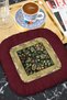 Luxury Vintage Floral Fringed Presentation Napkin - Classic Bohemian Black Gold Burgundy Coaster Tissue