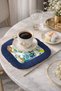 Lemon Garden Fringed Bohemian Presentation Napkin - Vibrant Mediterranean Bohemian Blue and Yellow Coaster Napkin - 5