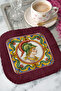 Italian Knight Patterned Fringed Presentation Napkin - Renaissance Bohemian Red Gold Coaster Napkin - 4