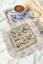 Exotic Safari Natural Fringed Presentation Napkin - Tropical Forest Bohemian Beige Green Coffee Side Presentation Napkin - 3