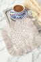 Elegant Leopard Motif Fringed Presentation Napkin - Bohemian Natural Cream Gold Colored Coaster Tissue - 5