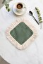 Elegant Natural Fringed Decorative Fabric Napkin - Soft Green Bohemian Cream Coaster Tissue - 3