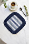 Luxurious Striped Fringed Serving Cocktail Napkin - Sea-Inspired Modern Navy Blue Coaster Tissue - 2