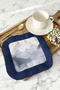 Elegant Mountain View Fringed Presentation Napkin-Minimal Nordic Navy Blue Coaster Serving Tissue - 6