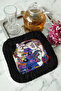Artistic Patterned Fringed Presentation Napkin-Colorful Bohemian Purple Black Modern Coaster Serving Napkin - 5