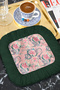 Luxury Flower Garden Fringed Presentation Placemat Tissue - Romantic Bohemian Pink Green Presentation Napkin - 3