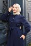 Button Detailed Belted Suit Navy Blue 19291 - 2