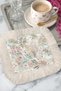 Pastel Floral Fringed Presentation Placemat Napkin - Elegant Bohemian Vintage Pink Cream Presentation Napkin - 8