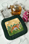 Luxury Safari Fringed Coffee Side Presentation Napkin - Tiger Wild Nature Bohemian Green Coaster Napkin - 7