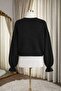 Women’s Black Cropped Knit Cardigan with Star Buttons – Long Sleeve V-Neck Sweater - 4