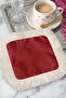 Palace Splendor Fringed Decorative Fabric Napkin - Classic Evince Burgundy Beige Coaster Tissue