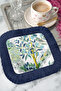 Lemon Tree Garden Fringed Presentation Placemat Napkin - Natural Vibrant Bohemian Navy Blue Presentation Napkin - 4