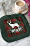 Winter Night Fringed Presentation Napkin - Geyikli Scottish Plaid Christmas Themed Green Coaster Tissue - 7