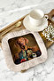 Noble Portrait Fringed Bohemian Presentation Napkin - Artistic Retro Brown Beige Coaster Tissue - 8