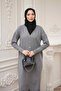 Gray Cool Yarn Buttoned Knit Cardigan - 2