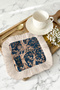 Baroque Luxury Fringed Presentation Napkin - Classic Navy Blue Cream Coaster Tissue with Floral Tree Motif - 5