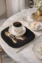Noble Portrait Dog Fringed Serving Cocktail Napkin - Palace Themed Baroque Black Coaster Napkin - 8