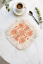 Baroque Motif Fringed Presentation Napkin - Retro-Inspired Orange Beige Design Coaster Tissue - 5