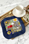 Mediterranean Ceramic Mosaic Fringed Presentation Placemat Tissue - Colorful Bohemian Blue Yellow Presentation Napkin - 5