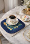 Luxurious Tropical Jungle Fringed Presentation Napkin - Exotic Charm Bohemian Navy Blue Coaster Tissue - 6