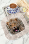 Wild Luxury Fringed Coffee Side Presentation Cocktail Napkin - Predator Safari Bohemian Beige Coaster Tissue - 6