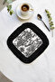 French Elegance Fringed Serving Cocktail Napkin - Elegant Scenic Classic Black Coaster Tissue - 7
