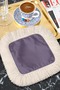 Luxurious Purple Fringed Coffee Side Presentation Cocktail Napkin - Simple Bohemian Lilac Ecru Coaster Tissue - 3