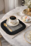 Luxurious Modern Wood Textured Fringed Presentation Napkin - Industrial Rustic Black Coffee Side Presentation Napkin - 4