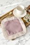 Elegant Luxury Fringed Coffee Side Presentation Cocktail Napkin - Pastel Bohemian Powder Cream Coaster Tissue - 8