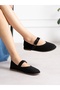 Avenu Black Buckle Women's Ballerinas - 2
