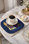 Exotic Parrot Fringed Presentation Napkin - Tropical Bohemian Navy Blue Red Coffee Side Presentation Napkin - 2