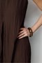 4700 Women's V-Neck Pleated Front Dress Brown - 6