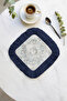 Elegant Baroque Floral Motif Tasseled Presentation Napkin-Classic Modern Stylish Navy Blue Coaster Tissue - 6