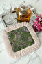 Elegant Vintage Green Tasseled Presentation Napkin - Classic Natural Rustic Coaster Tissue - 4