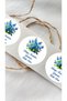 Women's Day Blue Flower Round Sticker - 24 Pieces Decoration, Gift, Packaging Sticker Kg5