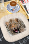 Wild Luxury Fringed Coffee Side Presentation Cocktail Napkin - Predator Safari Bohemian Beige Coaster Tissue - 7