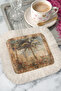 Tropical Vintage Shiny Tasseled Presentation Napkin - Timeless Palm Nostalgic Beige Coaster Tissue - 4