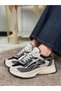 Rovena Women's Gray Silver High Sole Lace-Up Sneaker Sports Shoes - 2
