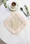 Palace Splendor Fringed Coffee Side Presentation Cocktail Napkin - Elegant Cream Bohemian Beige Coaster Tissue - 2