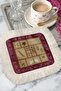 Botanical Collection Fringed Presentation Placemat Napkin - Nostalgic Vintage Burgundy Cream Presentation Napkin - 4