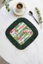 Tropical Flamingo Spring Fringed Presentation Napkin - Cheerful Summer Bohemian Green Pink Coaster Napkin - 8