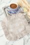 Luxurious Textured Fringed Presentation Napkin - Elegant Cream Bohemian Gold-Colored Design Coaster Tissue - 5