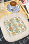 Baroque Spring Floral Fringed Presentation Decoration Handkerchief - Authentic Rustic Yellow Green Cream Coffee Side Napkin - 2