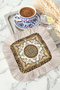 Avant-Garde Luxury Fringed Presentation Napkin - Elegant Baroque Classic Style Brown Coaster Tissue - 2